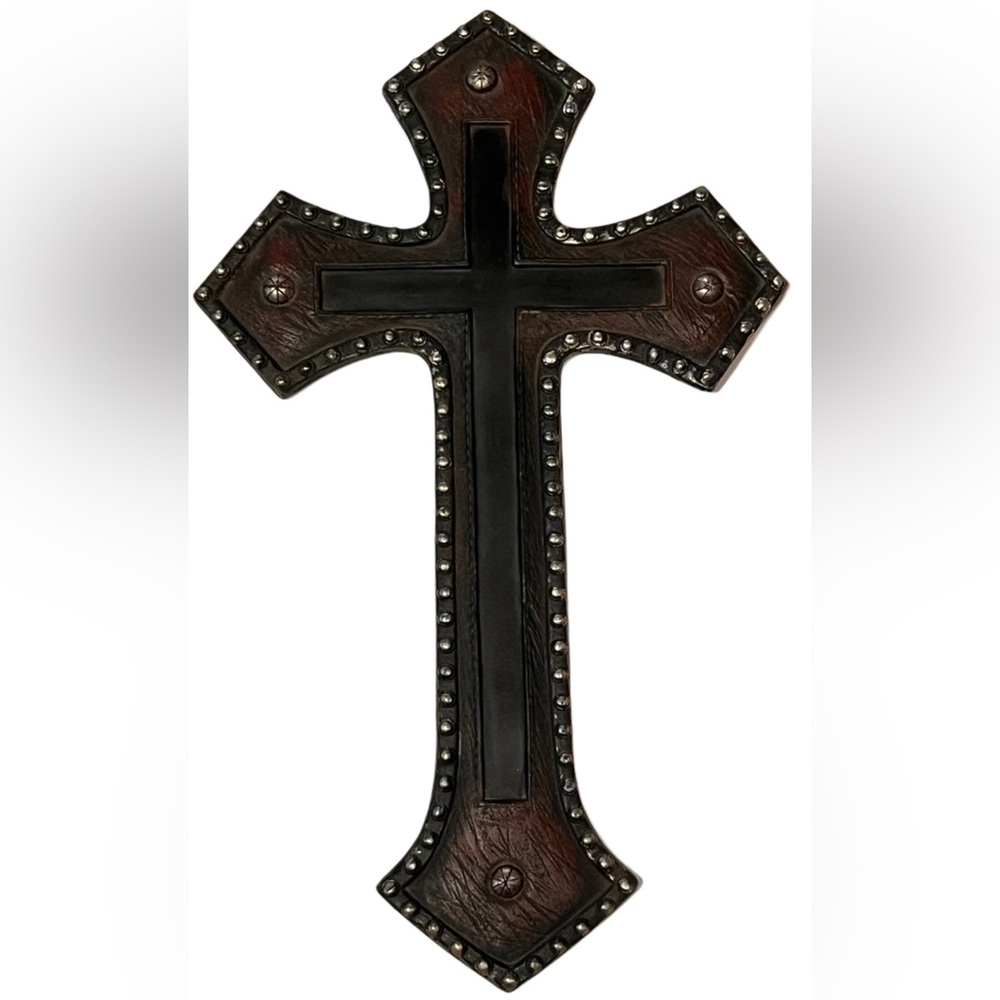 Studded Black and Brown Wall Cross